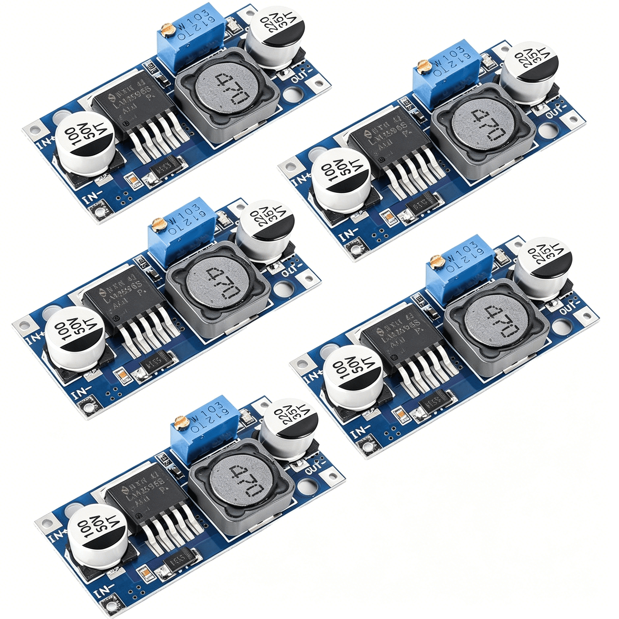 GJX 5 Pack Lm2596 Dc to Dc Buck Converter 3.0-40V to 1.5-35V Adjustable Voltage Regulator Electronic Voltage Stabilizer Power Supply Step Down Module