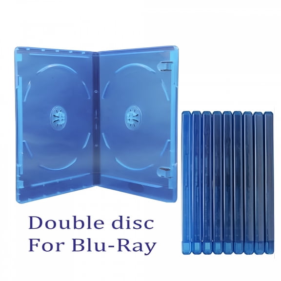 GJX 5-Pack Standard Blu-Ray Replacement Cases, Transparent Blue Double Disc Storage Holders with Dust Protection, Durable Plastic Jewel Cases for Movies, Games, Music Albums, and Media Collection