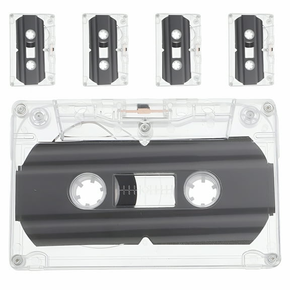GJX 5 Pcs Mini Blank Cassette Tapes, 30 Min Recordable Audio Cassettes with Clear Cases