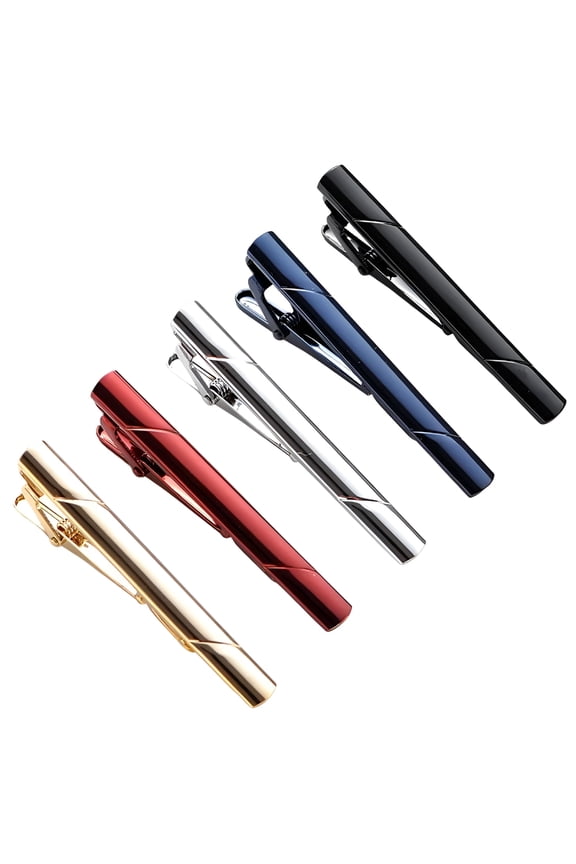 5 Pcs Tie Clips for Men Tie Bar Clip Set for Regular Ties Necktie Wedding Business Tie Pin Clips