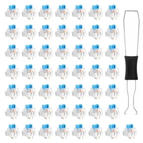 GJX 50 PCS Blue Mechanical Keyboard Switches, 3 Pin Blue Clicky Switches with Switch Puller Waterproof Keyboard Clicker Keys Replacement for Gaming Keyboards