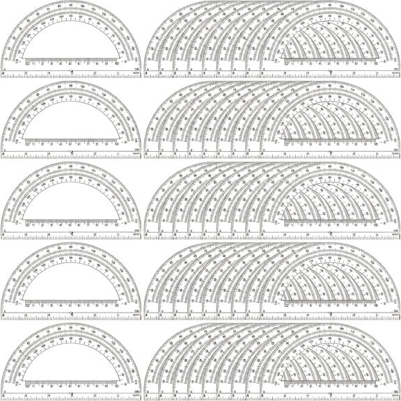 GJX 50 Pack Plastic Protractor,6" Math Protractors 180 Degrees Clear Protractor for Geometry Student Classroom School Office Supplies,Durable Protractor