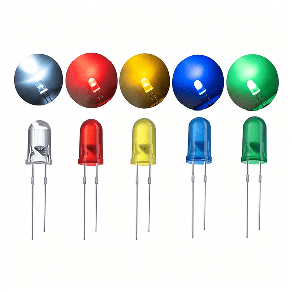 GJX 50 Pcs Colorful 5Mm Led Light Diodes, Led Circuit Assorted Kit for Science Project Experiment (10Piecescolor) Leds