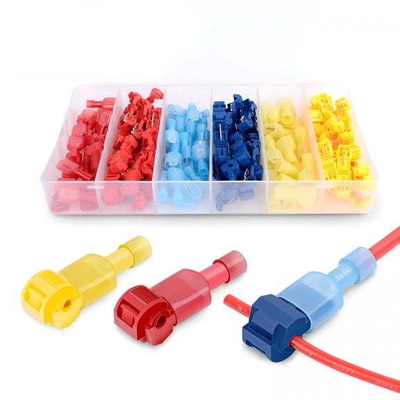 GJX 50004R 120 Pcs/60 Pairs Quick Splice Wire Terminals T-Tap Self-stripping with Nylon Fully Insulated Male Quick Disconnects Kit,2 Years Warranty