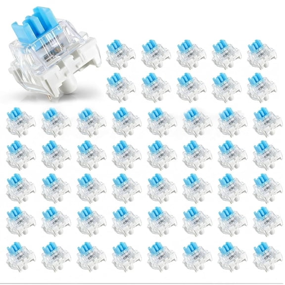 GJX 50Pcs Clickers for 3D Prints,Blue Keyboard Clicker for 3D Prints,3 Pin Pre-Lubricated Clicky Key Switches,Dustproof&Waterproof Clickers for 3D Printed Fidgets,For Mechanical Gaming Keyboards