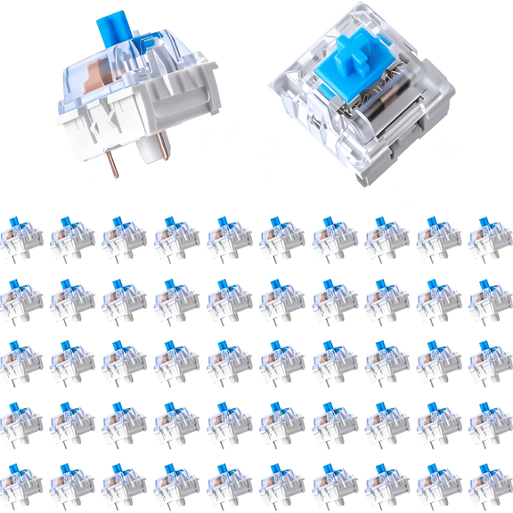 GJX 50Pcs Mechanical Keyboard Switches,3 Pin Blue Clicky Switches,Dustproof Key Clicker Replacement for Gaming Keyboards,Diy Keyboard Builds&Office Typing