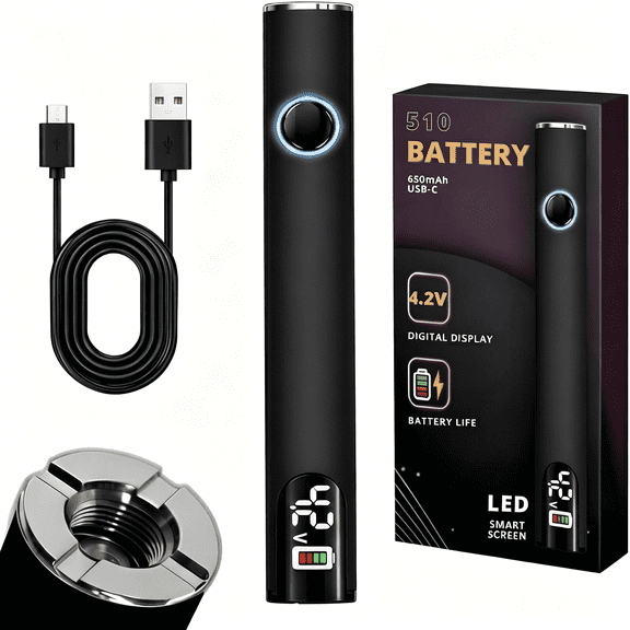 GJX 510 Threaded Battery Pen,650Mah Cordless Soldering Iron with Led Display,Precise Temp Control Usb-C Rechargeable,3-Speed Adjustable - Appliance Repair,Diy&Jewelry,All Black