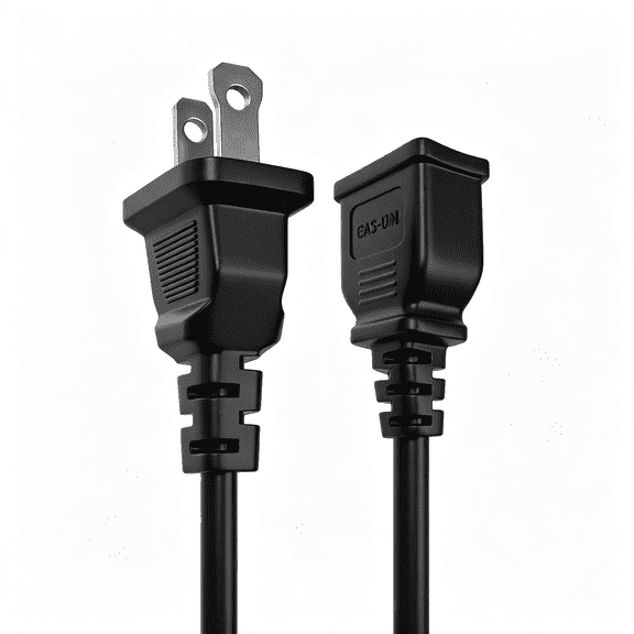 GJX 5Ft Short Thin Extension Cord Indoor, Black, 2 Prong, 5A 125V 625W (1Pack) | Pure Copper Durable Male and Female Polarized Plug, Flat Design, for Tv, Home Office Electronics