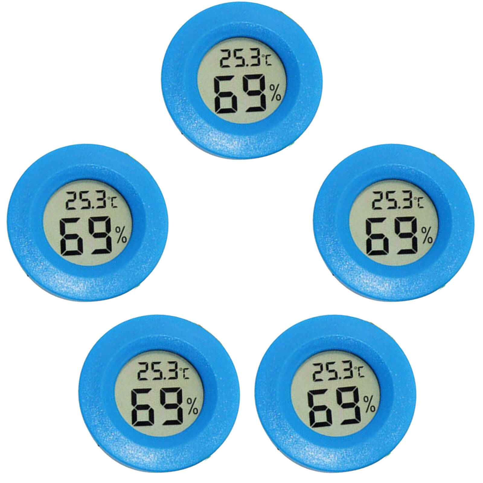 GJX 5Pcs Humidity Meter,Compact Round Shape Hygrometer,Hd Digital ...