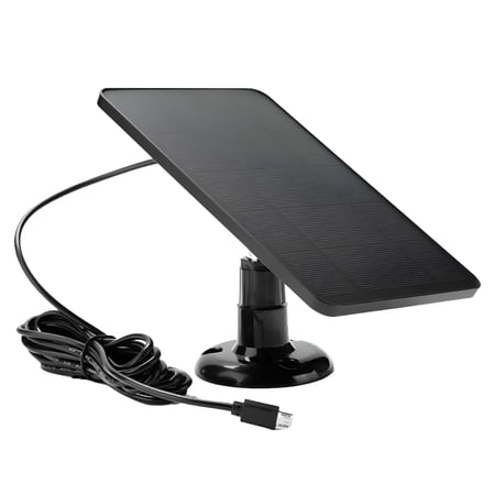 GJX 5W Solar Panels for Security Camera, Solar Panel with Micro USB & USB-C Port for DC 5V Outdoor Rechargeable Battery Camera, IP65 Waterproof, Adjustable Security Mount