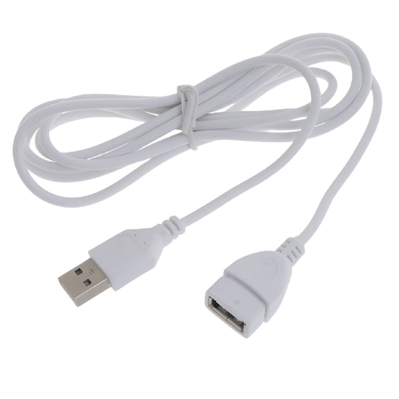 GJX 5ft White USB Extension Cable, USB A Male to Female Extender Cord for Keyboard, Mouse, Printer, LED Lights, and Fans, 5V 2A Power Supply Adapter