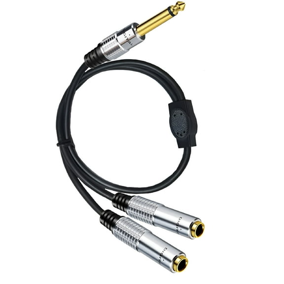 GJX 6.35mm Guitar Signal Y Splitter Cable 1/4" Male to Double Mono 1/4" Female Adapter Speaker Headphone Extension Cable