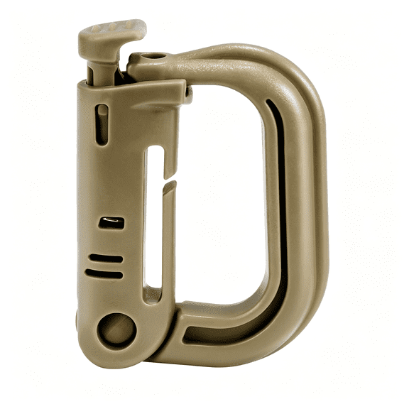GJX 6 Pack 2.12" Tactical Locking D Ring Plastic Carabiner Backapck Molle Hook Clip for Webbing Straps Bag,6 Pack Tactical Locking Molle Clips