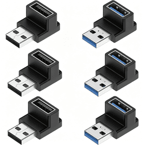 GJX 6 Pack 90 Degree Usb 3.0 Adapter,Right Angle Usb a Male to Female Usb L Shape Otg Connector Extender Support Data Sync(5Gbps)Or Charge(15W)For Pc,Laptop,Mouse,Desktops Etc