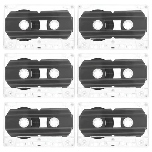 GJX 6 Pack Blank Audio Cassette Tapes, 60 Minute Recordable Tape, Durable Plastic Media for Voice Recording and Music