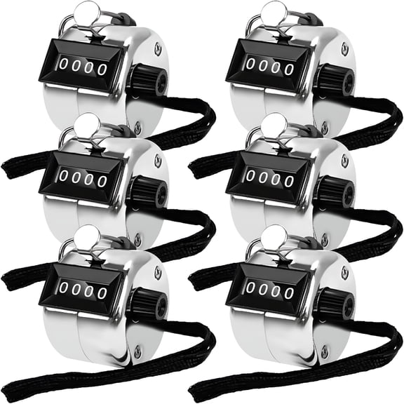 GJX 6 Pack Clicker Counter,Hand Tally Counters Clicker with Black Nylon Lanyard,4 Digit Display Pitch Counter for Knitting,Coaching,Golf,Lap,Fishing,Umpire,Baseball,Row Sport