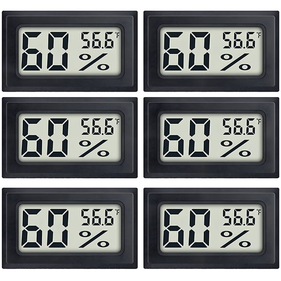 GJX 6-Pack Digital Thermometer Hygrometer, Portable Indoor Humidity Monitor, Real-Time Temp & RH Meter for Home Office Greenhouse, Battery Included, Fahrenheit