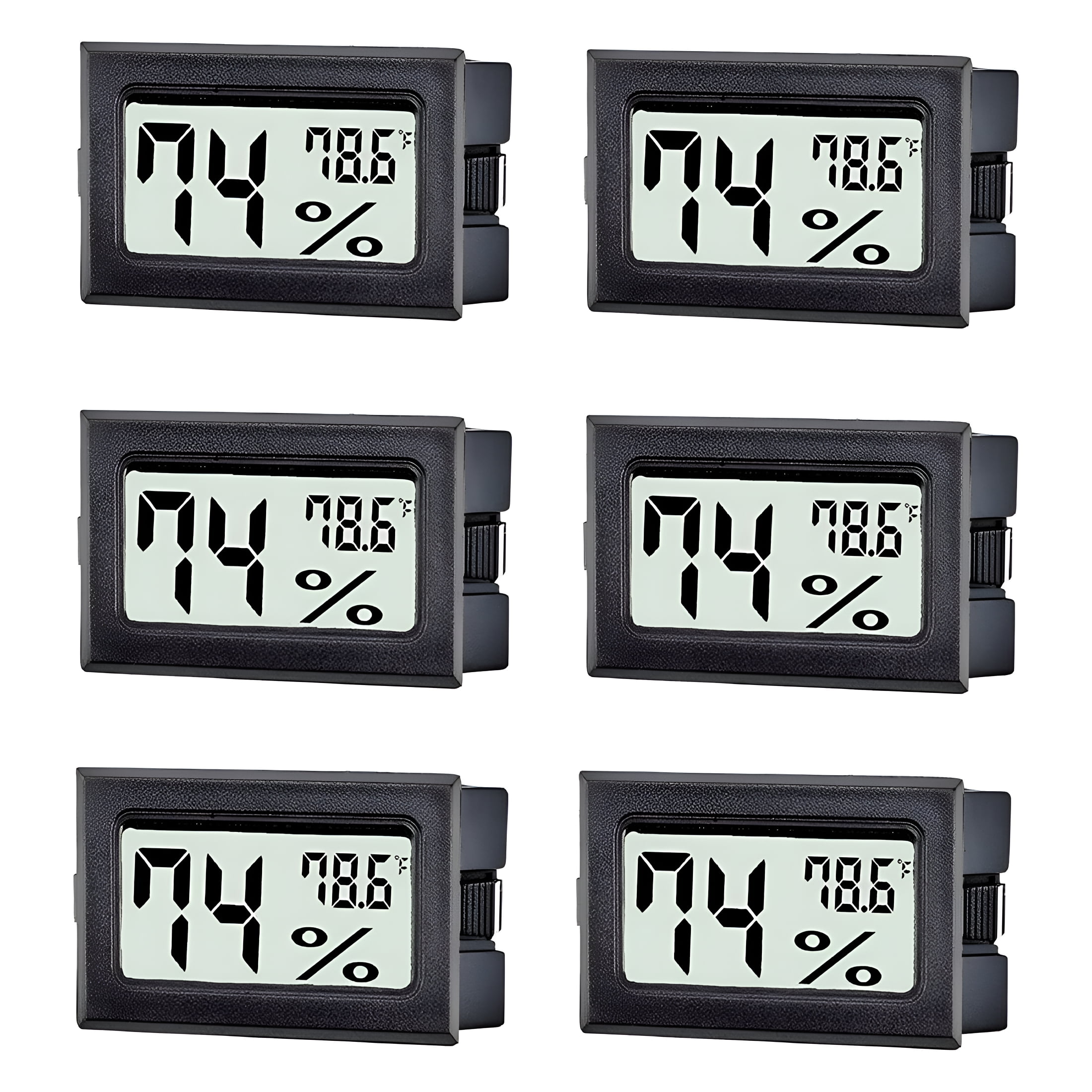 GJX 6-Pack Mini Digital Thermometer Hygrometer Temperature Humidity ...