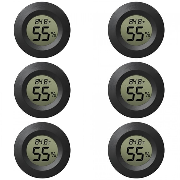 GJX 6-Pack Mini Hygrometer Thermometer Digital LCD Monitor Indoor/Outdoor Humidity Meter Gauge Temperature for Humidifiers Greenhouse Reptile Fahrenheit()/ Celsius()