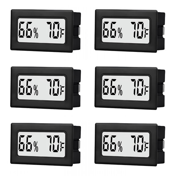 GJX 6 Pack Mini Small Digital Hygrometer Thermometer Indoor Temperature and Humidity Meter Gauge with Temp Humidity Sensor Monitor Fahrenheit () for Jars, Home, Room