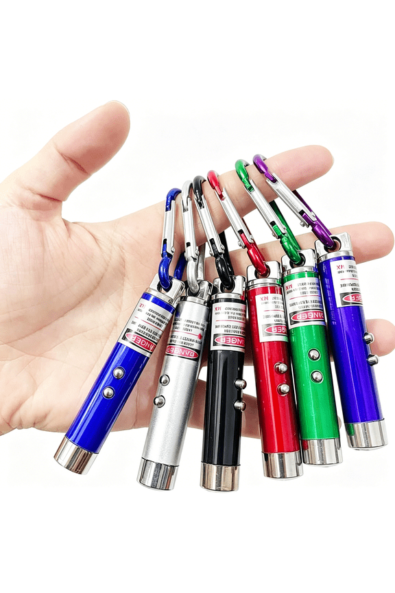 6 Pcs Cat Toys Laser Pointer Mini Keychain Laser Pointer Led Flashlight Dog Cat Laser Toy Pet Remote Control Laser (6 Pcs Pack B)