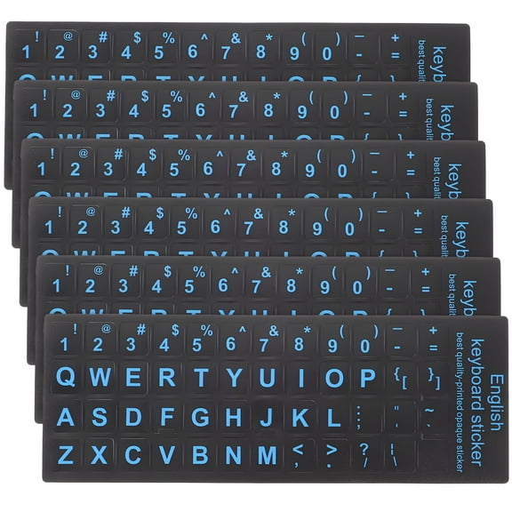 GJX 6 Pcs Universal Replacement Keyboard Stickers, Durable PVC Laptop Key Letter Decals, Frosted Wear-Resistant Computer Accessories