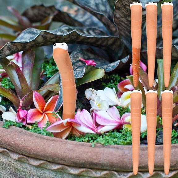 GJX 6 Pcs Water Sensor Ceramic Worm Plant Decoration Moisture Monitor Gardening Houseplant Humidity Meter Fun Gardening Gift for Your Potted Plant (4 Inch)
