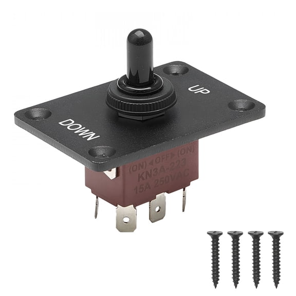 GJX 6-Pin Momentary Polarity Reversing Toggle Switch (ON)-Off-(ON) DC 12V/30A AC 250V/15A - Includes Up-Down Mounting Panel & Waterproof Cover for Automotive, Marine, and Boat Applications