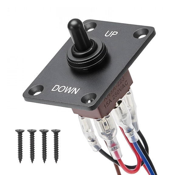 GJX 6 Pin Momentary Polarity Reversing Toggle Switch (ON)-Off-(ON) DC 12V/30A AC 250V/15A - with Up Down Mounting Panel & Waterproof Boot Cap for Auto Car Marine Boat