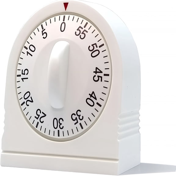 GJX 60 Minute Wind Up Timer,Visual Mechanical Timer with Loud Alarm,Manual Countdown Timers for Classroom,Home,Study and Cooking (White)