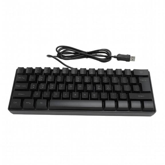 GJX 60 Percent Gaming Keyboard RGB Backlight 61 Keys USB Wired Compact Mini Keyboard for PC Gamer Typist Office Travel Black