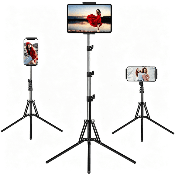 GJX 65 in Adjustable Tripod Stand with 360 Degree Rotating Mount,Universal Floor Holder for Pro 4.5-12.9 in Tablet Phone Tripod Stand for Video Recording