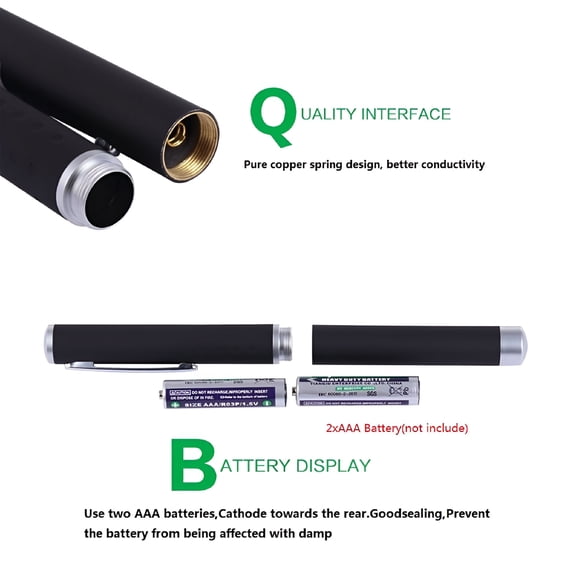 GJX 650nm Laser Pointer with Laser Head, Visible Beam Light Adjustable Burning Match, for Pointing, Aiming, Targeting, Signaling.