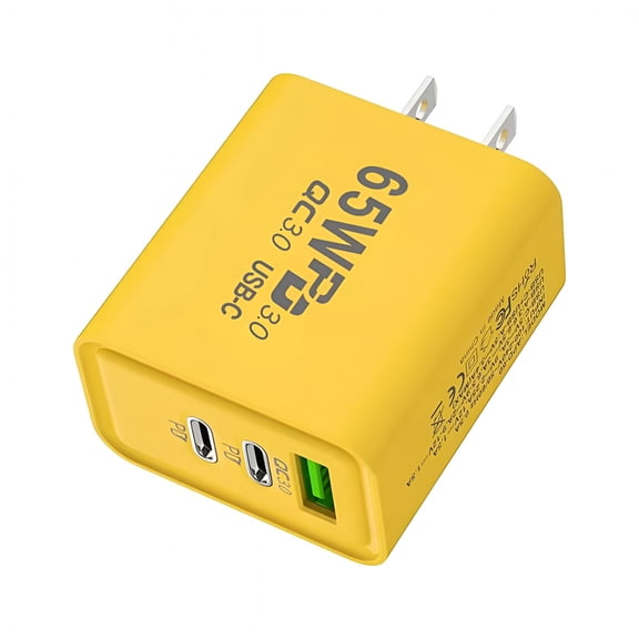 GJX 65W USB C Charger, 3-Port PD Fast Wall Charger Block Laptop Charger Power Adapter