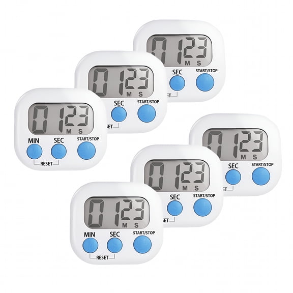 GJX 6Pcs Digital Kitchen Timer,Magnetic Digital Timers with Big Display,Loud/Silent Switch Countdown Timer for Break Time,Cooking,Gym,Meeting,Classroom Hand Wash Timer