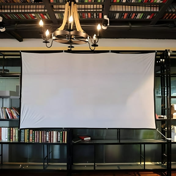 GJX 72 Inch Portable Projector Screen 4:3 Aspect Ratio, Foldable Anti-Crease Polyester Video Display with Hooks for Home Cinema, Classroom, Backyard Movies, and Outdoor Parties