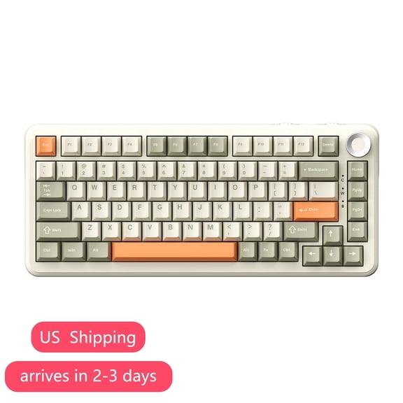 GJX 75% Mechanical Keyboard with Tft Smart Display&Knob,Gaming Keyboard with Rgb Backlit,81 Keys Hot Swappable Keyboard for Bt5.1/2.4G/Type-C Flyfish Switch Gray