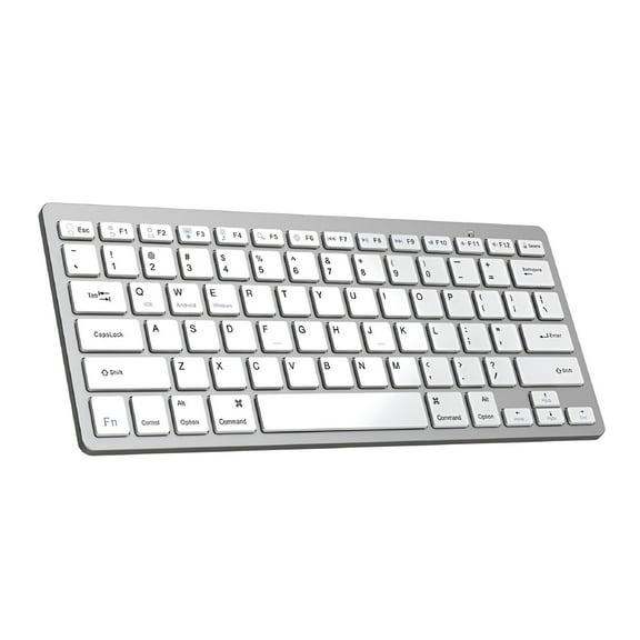 GJX 78-Key Wireless Bluetooth Keyboard, Ultra Slim Portable Typing Device for Mac, iOS, Android, Windows, Silver