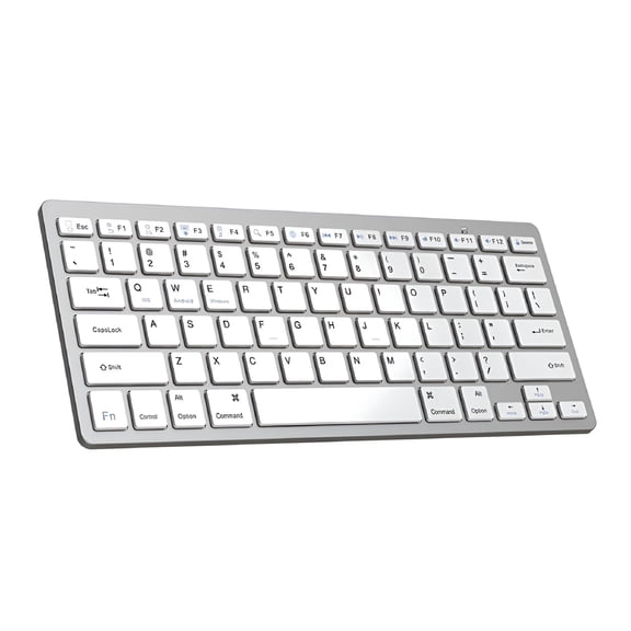 GJX 78-Key Wireless Keyboard, Ultra-Slim Portable Mini Keyboard for Laptop Tablet PC, Bluetooth 3.0 for iOS Android Windows, Silver