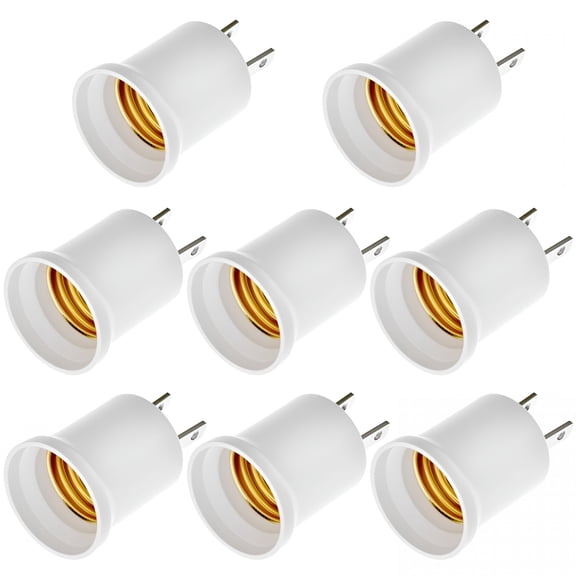 GJX 8 Pack E26/E27 Light Socket to Plug Adapter,660W 125V Light Socket Adapter Converts Outlet to Lamp Socket