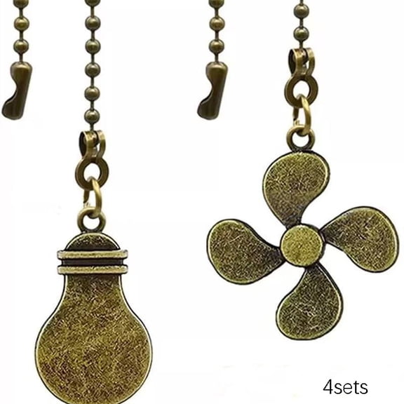 GJX 8 Pieces Ceiling Fan Pull Chain Extension 12 Inch Ceiling Chain Star Moon Pendant Extender Ornament with Fan and Light Bulb Connector