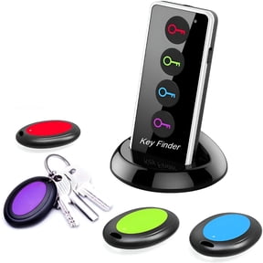 GJX 80dB+ RF Item Locator Tags with 131ft. Working Range,Wireless Remote Finder Key Finder Locator for Finding Wallet Key Phone Glasses Pet Tracker,1 RF Transmitter & 4 Receivers