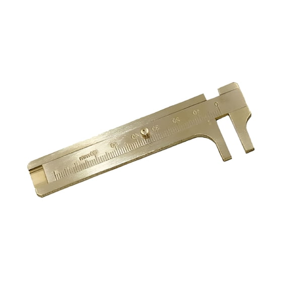 GJX 80mm Brass Jewelry Ruler, Single Scale Miniature Measuring Tool for Gem Identification, Precision Crafting, DIY Projects, Millimeter Inches