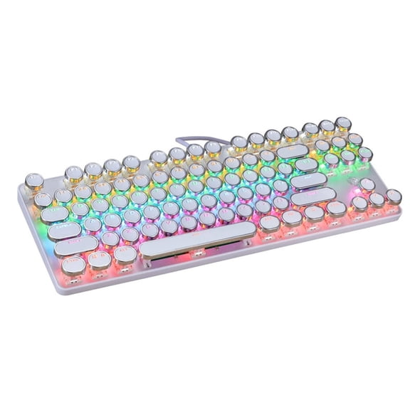 GJX 87-Key Mechanical Feel Gaming Keyboard with Blue Switches, Electroplated Punk Keycaps and LED Backlight, Compact USB Wired Board for Esports Programming and Office Typing