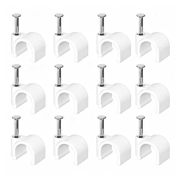 GJX 8Mm Wide Design Cable Clips with Nails for Round Ethernet Cables, Cord Clips for Wall, Nail-In Wire Tacks for Cat5/Cat6/Cat7 Rj45 Cable, Coaxial, Tv, Speaker, Electrical Wire, 100 Pack