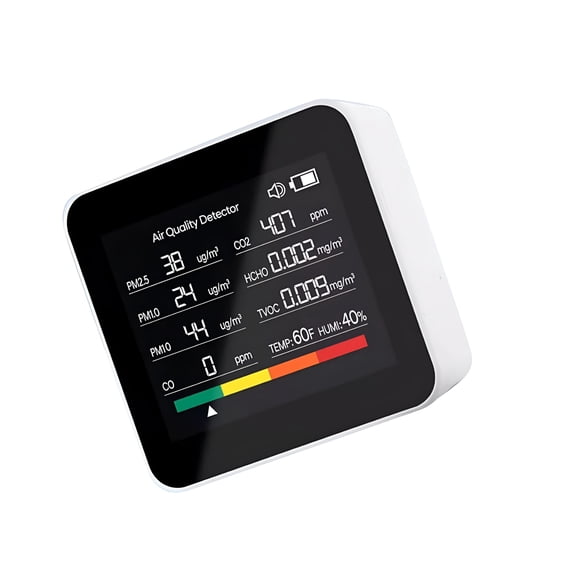 GJX 9-In-1 Portable Air Quality Monitor, Rechargeable CO2 PM2.5 TVOC HCHO Detector, Indoor Health Tester