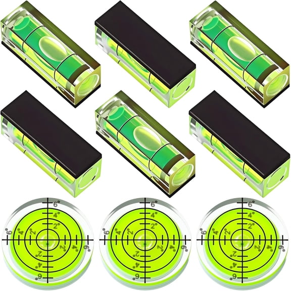 GJX 9 Pcs Small Bubble Spirit Level,Mini Magnetic Square Drill Bubble Levels,Circular Spirit Measuring Tool for Leveling Phonograph,Camera,Turntable,Tripod,Frame,Drill