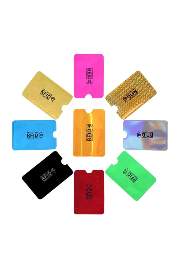 9PCS RFID Blocking Sleeves Colorful Credit Debit Card Holder Identity Card Protector Electronic Theft Protection Secure Sleeve for Women Men