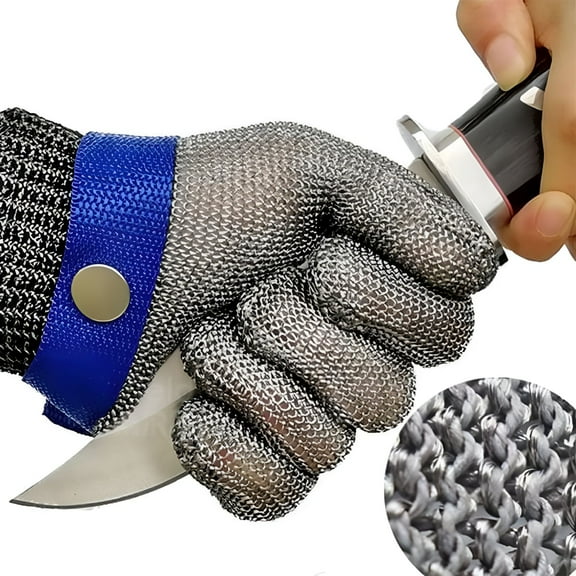 GJX A9 Cut Resistant Glove, Food Grade Stainless Steel Wire Mesh Metal Gloves, Knife Cutting Gloves for Kitchen, Butcher Meat Cutting Oyster Shucking Fish Fillet