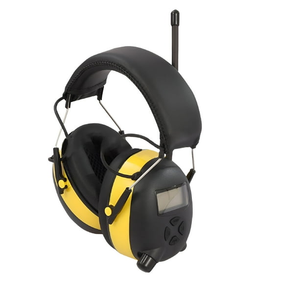 GJX AM/FM Radio Headphones with Digital Display Hearing Protection Safety Earmuffs
